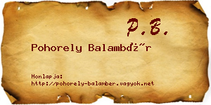 Pohorely Balambér névjegykártya